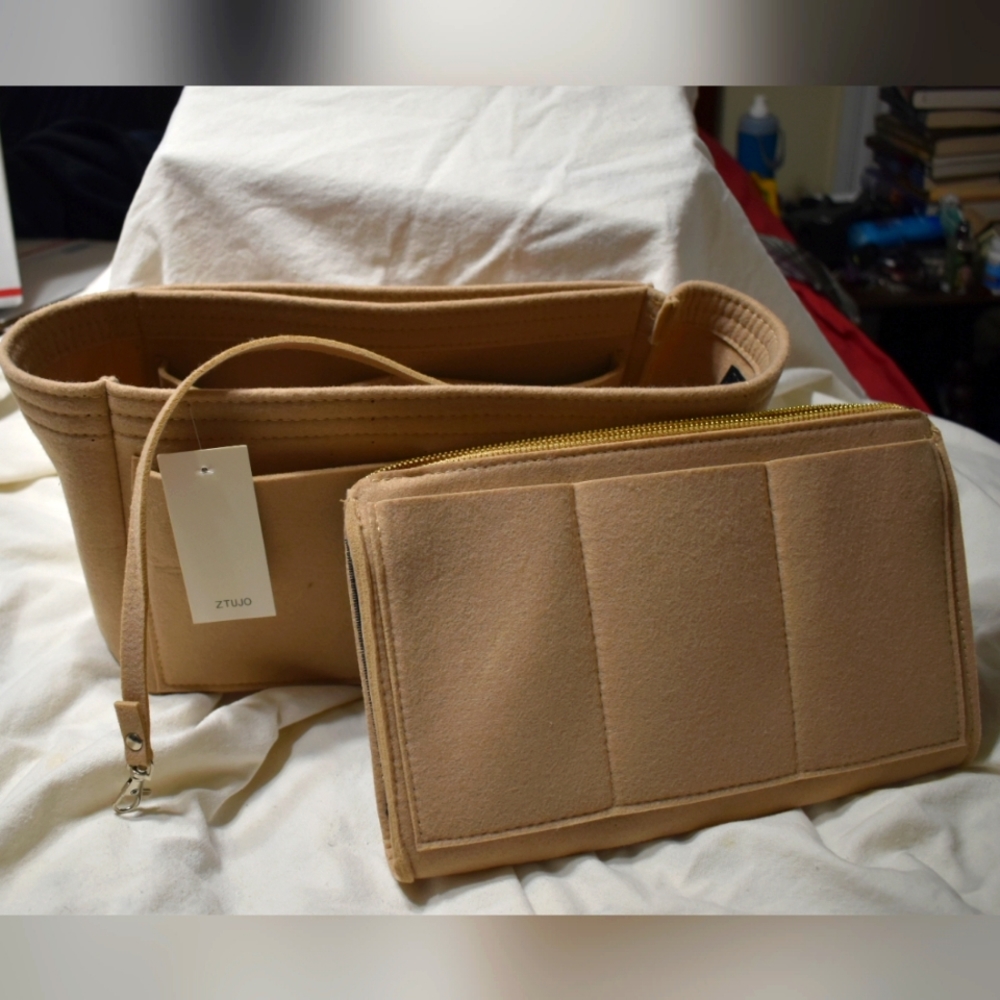 ZTUJO felt purse insert w/ removable zipper pouch NWT